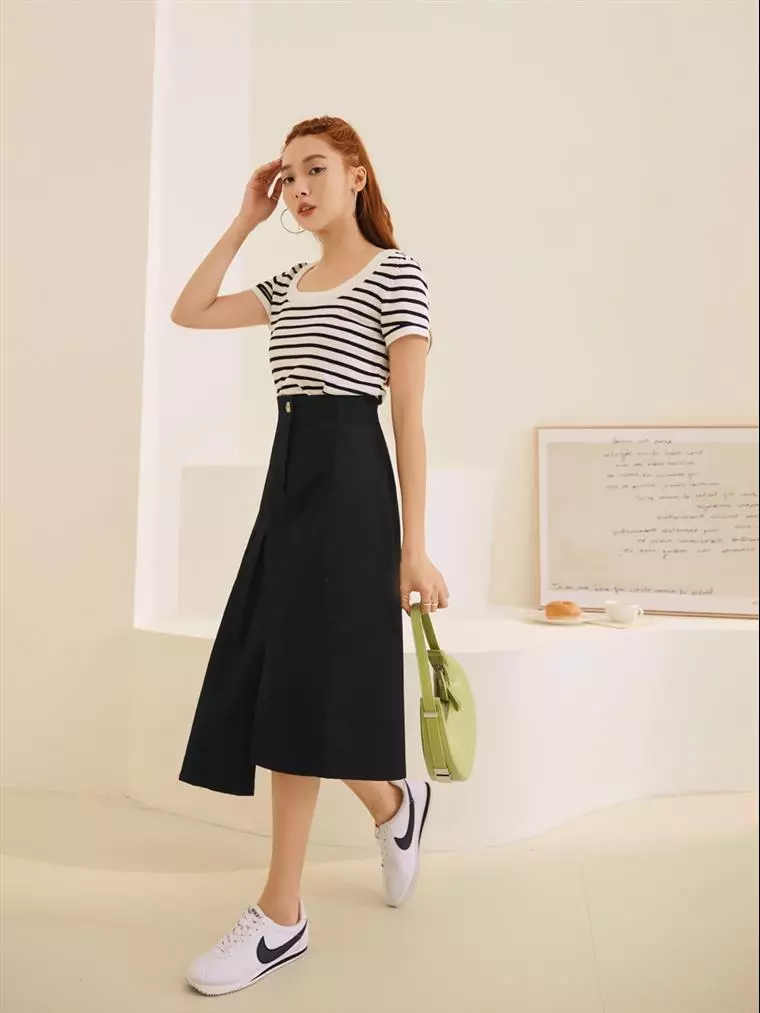 Elastic waist clearance skirt cotton