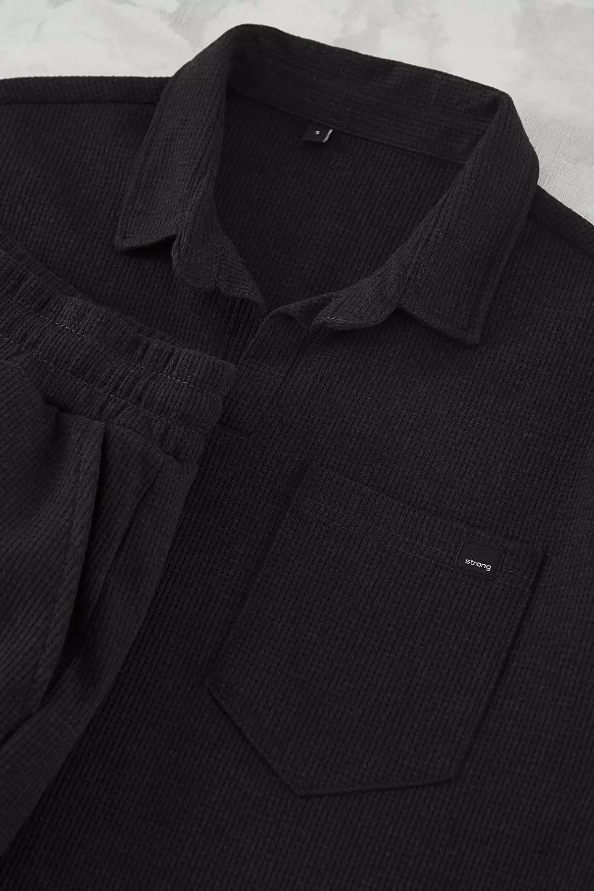 Anthracite Regular Cut Textured Fabric Tagged Polo Neck Tracksuit TMNSS23EM00003