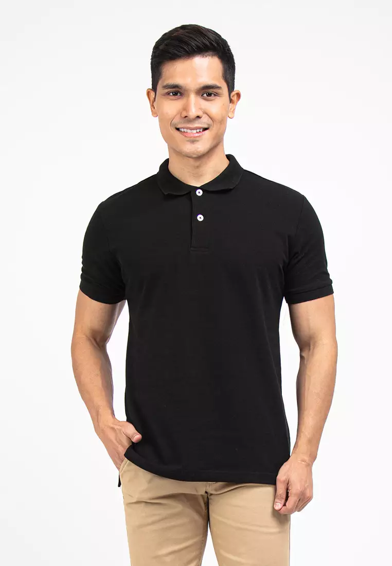 Forest Cotton Pique Regular Fit Polo T Shirt Men Collar Tee - 23647-01Black