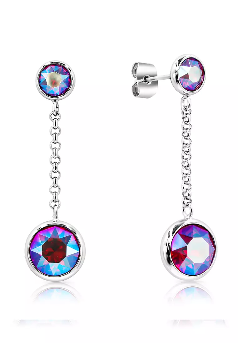 Bella Light Siam Shimmer Swarovski Crystal Chain Dangle Earrings