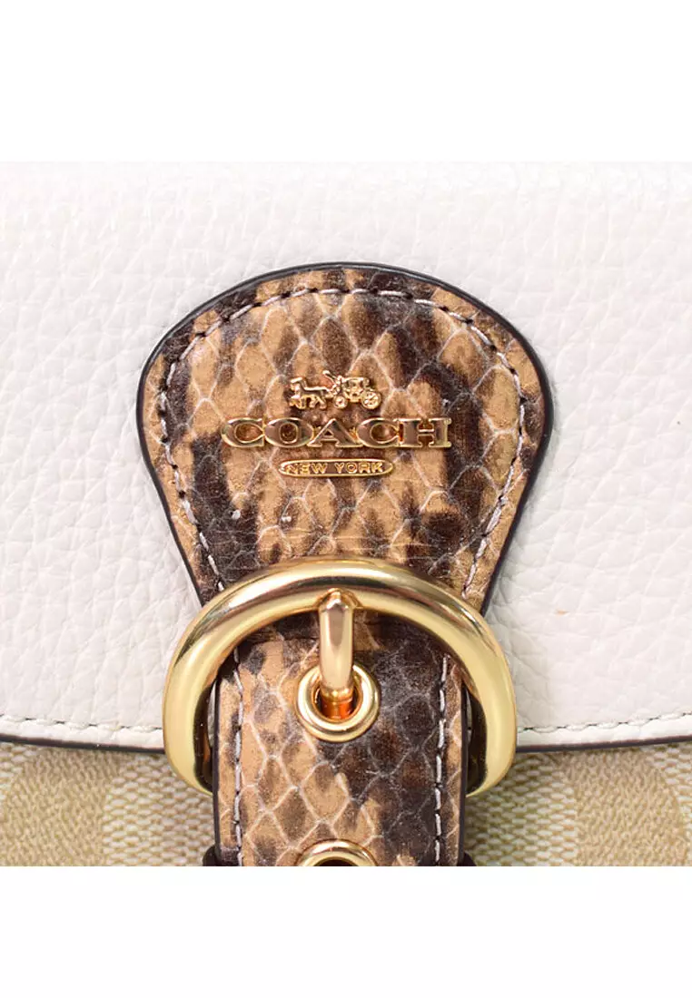 Kleo Wallet in Blocked Signature Canvas - Light Brown/Multi