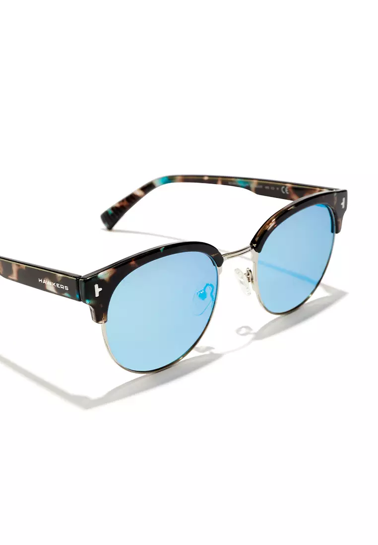 HAWKERS POLARIZED Blue NEW CLASSIC ROUNDED Sunglasses for Men and Women, Unisex. UV400 Protection. Official Product designed in Spain