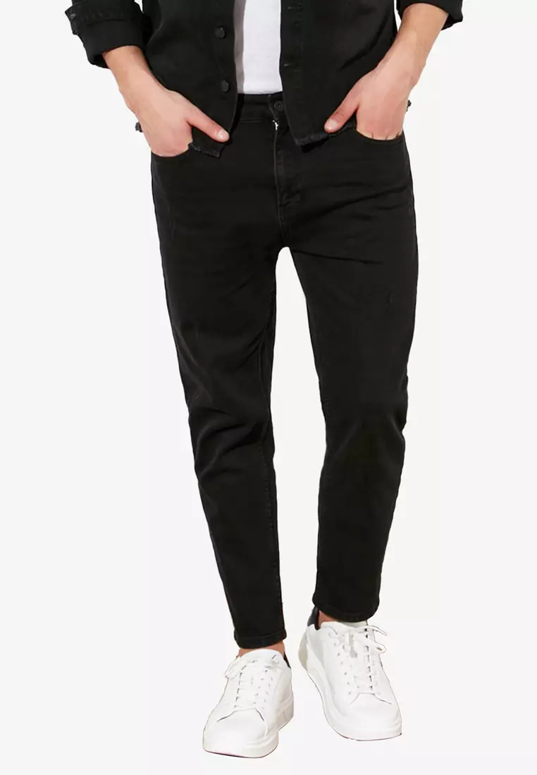 Mens slim clearance fit cropped jeans