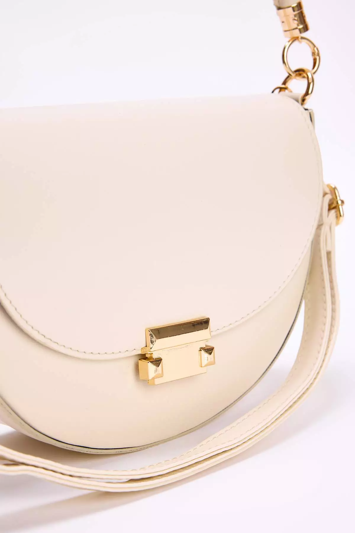 Ecru Metal Buckle Detailed Women'S Mini Size City Shoulder Bag Takaw26Oc00022