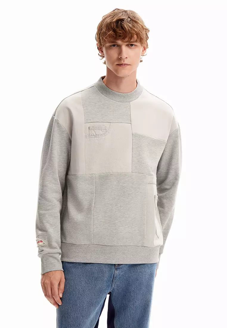 線上選購Desigual Desigual Man Denim patchwork sweatshirt. | ZALORA