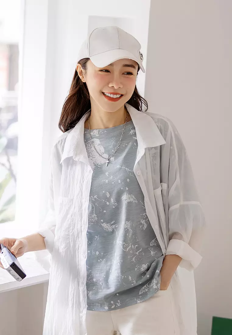Hand-Painted Floral Cotton Top [AB19463]