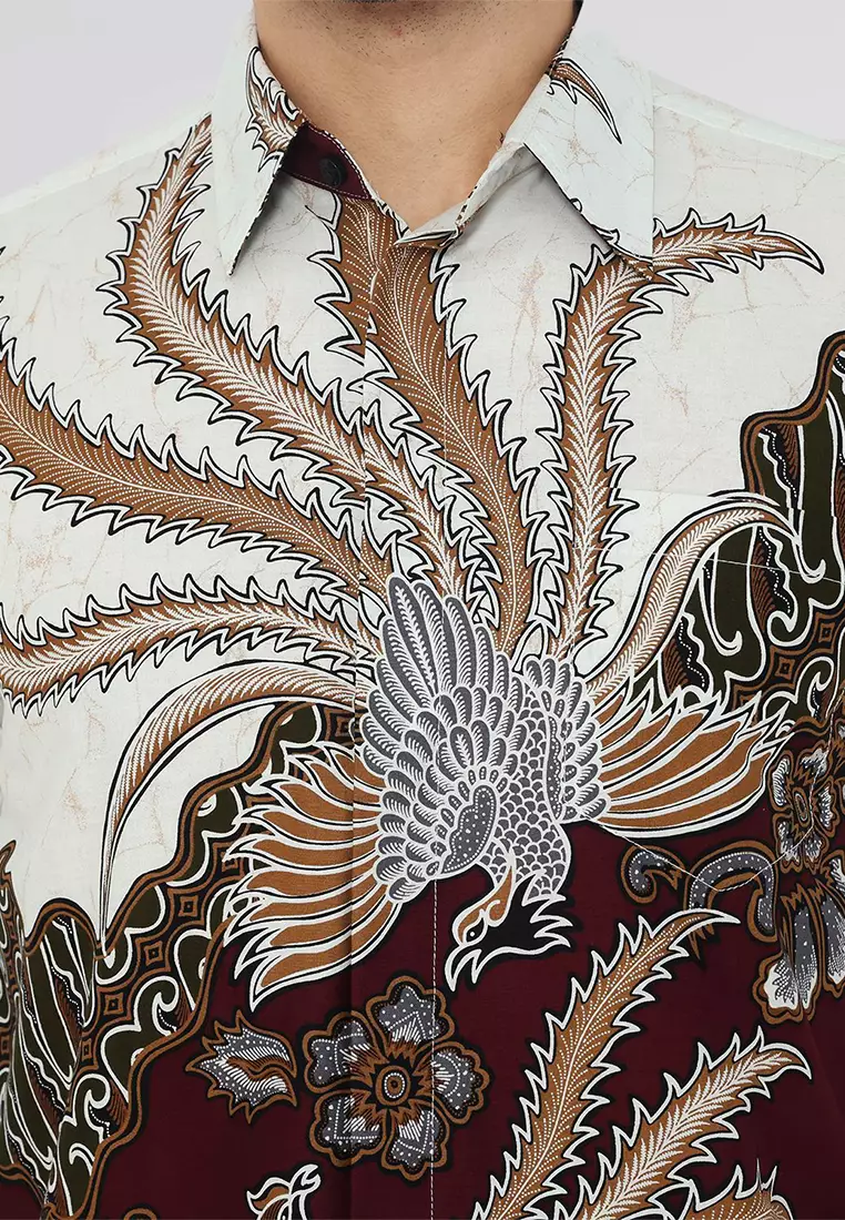 Kemeja Batik Pria Slimfit Kamaswara - Maroon