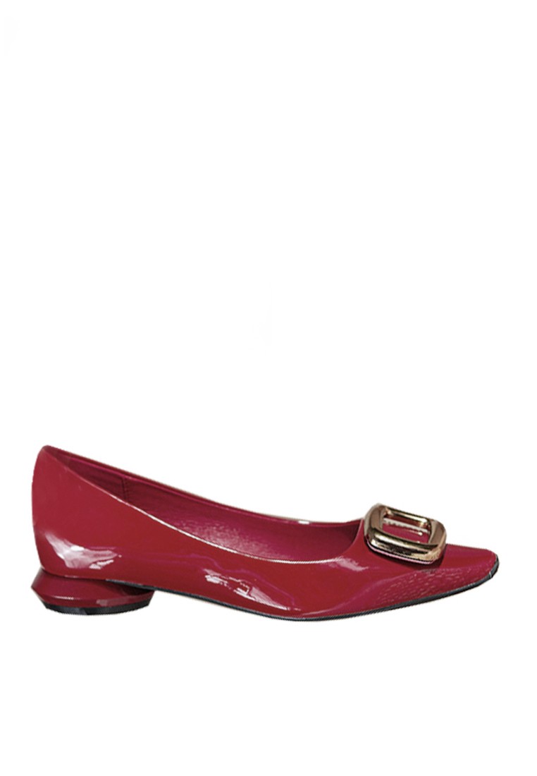VANSA Simple Shinny Patent Buckle Low Heel Shoes VSW-F731815