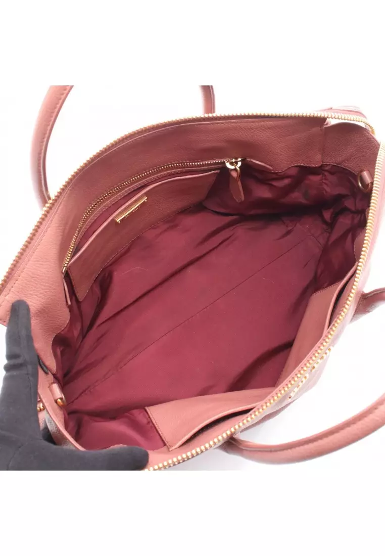 Pre-Loved MIU MIU MADRAS Madras Handbag leather pink 2WAY