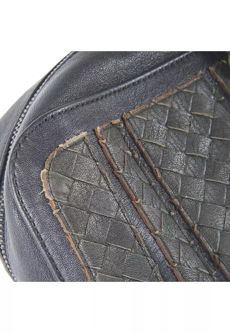 二手 Bottega Veneta 編織條紋男女通用灰色公文包 - O1-408654-VAXP2-4085