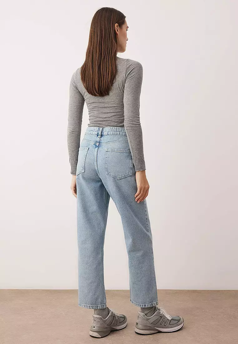 Light Blue High Waist Straight Jeans
