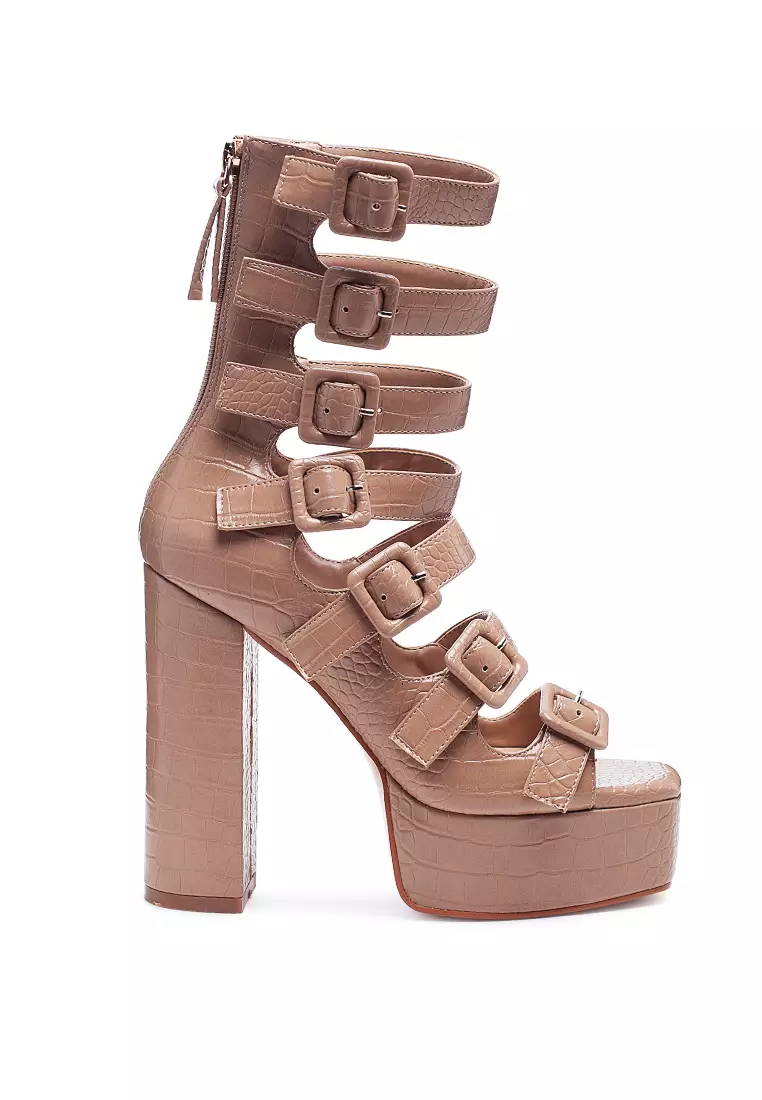 Nude caged online heels