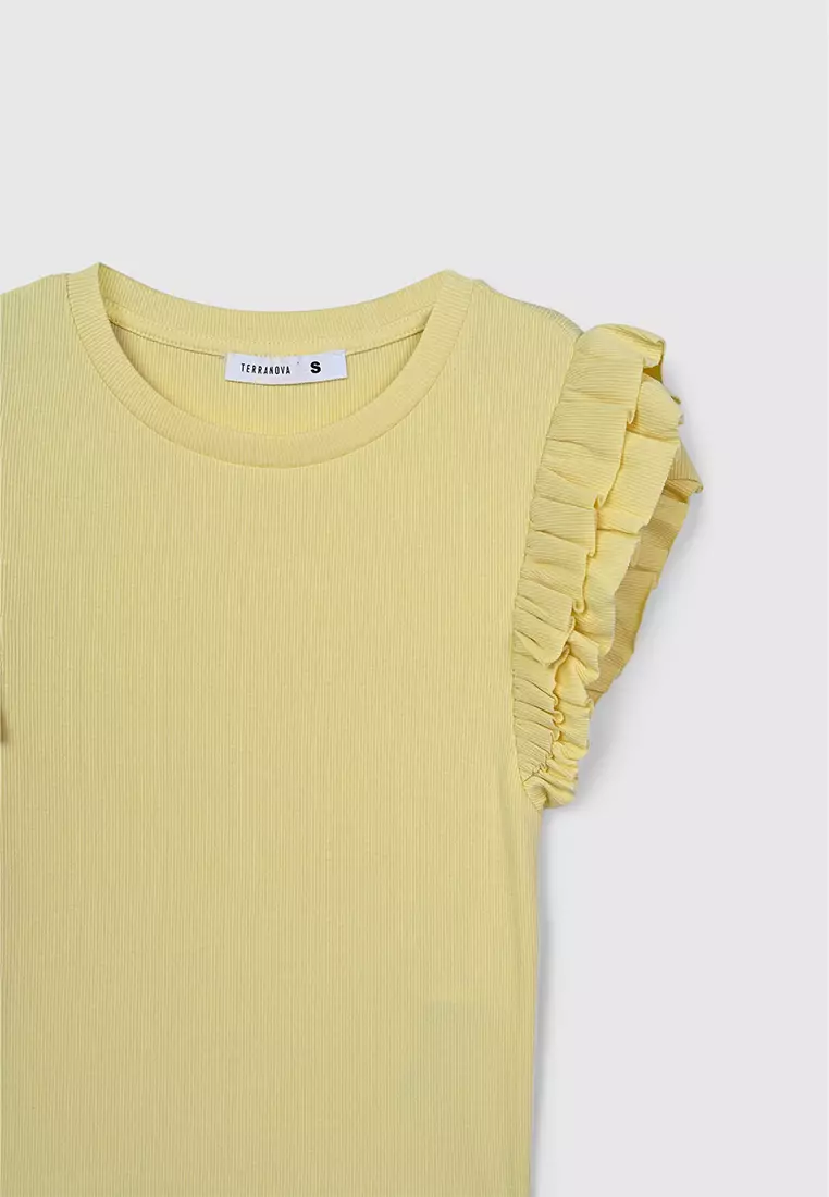 Woman Ruffled Sleeves T-Shirt