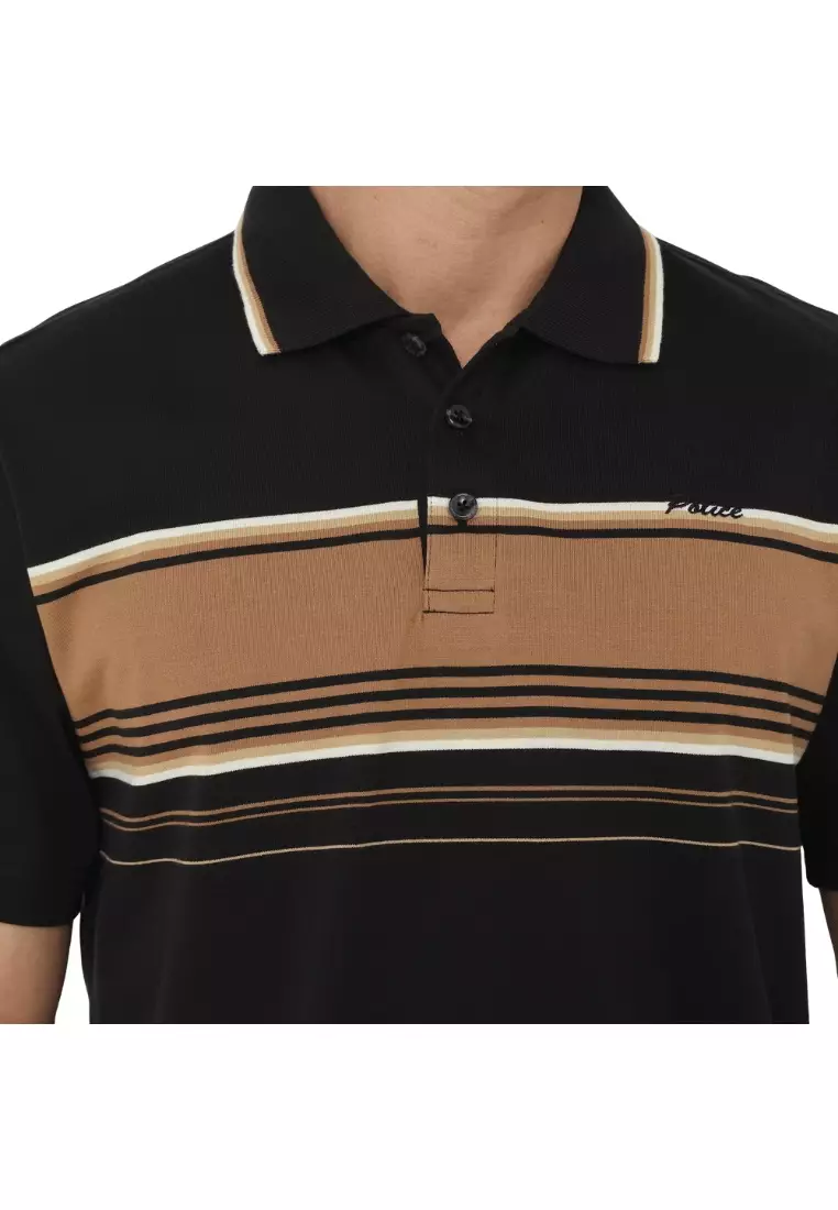 POLICE Polo Shirt Salur Bordir Cotton Premium Tebal Pria 553041