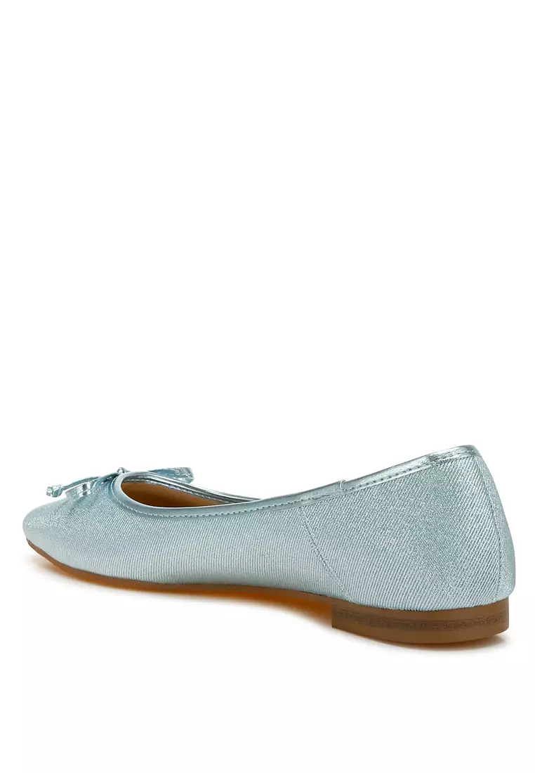 Sepatu Balet Metalik Warna Biru Muda