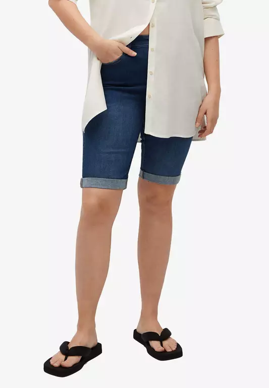 Plus Size Slim-Fit Denim Bermuda Shorts