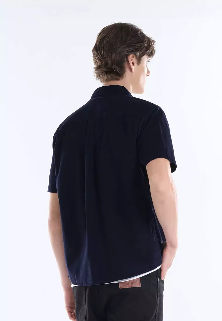 Button Down Short Sleeve Polo for Men in Navy Color