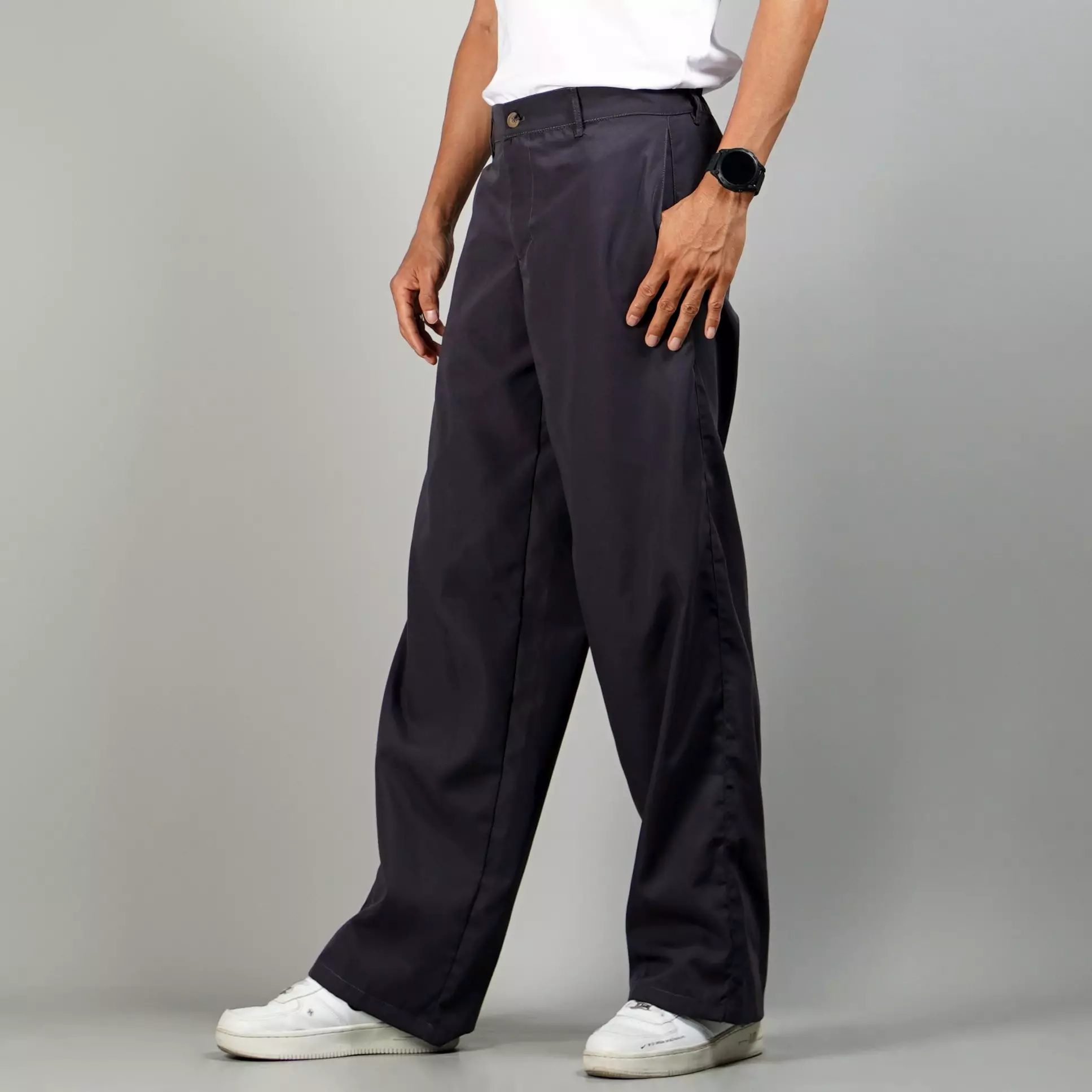 ROCKY Loose Pants Celana Loose Pria Loose Fit Pants Celana Wide Leg Pria - ABU TUA