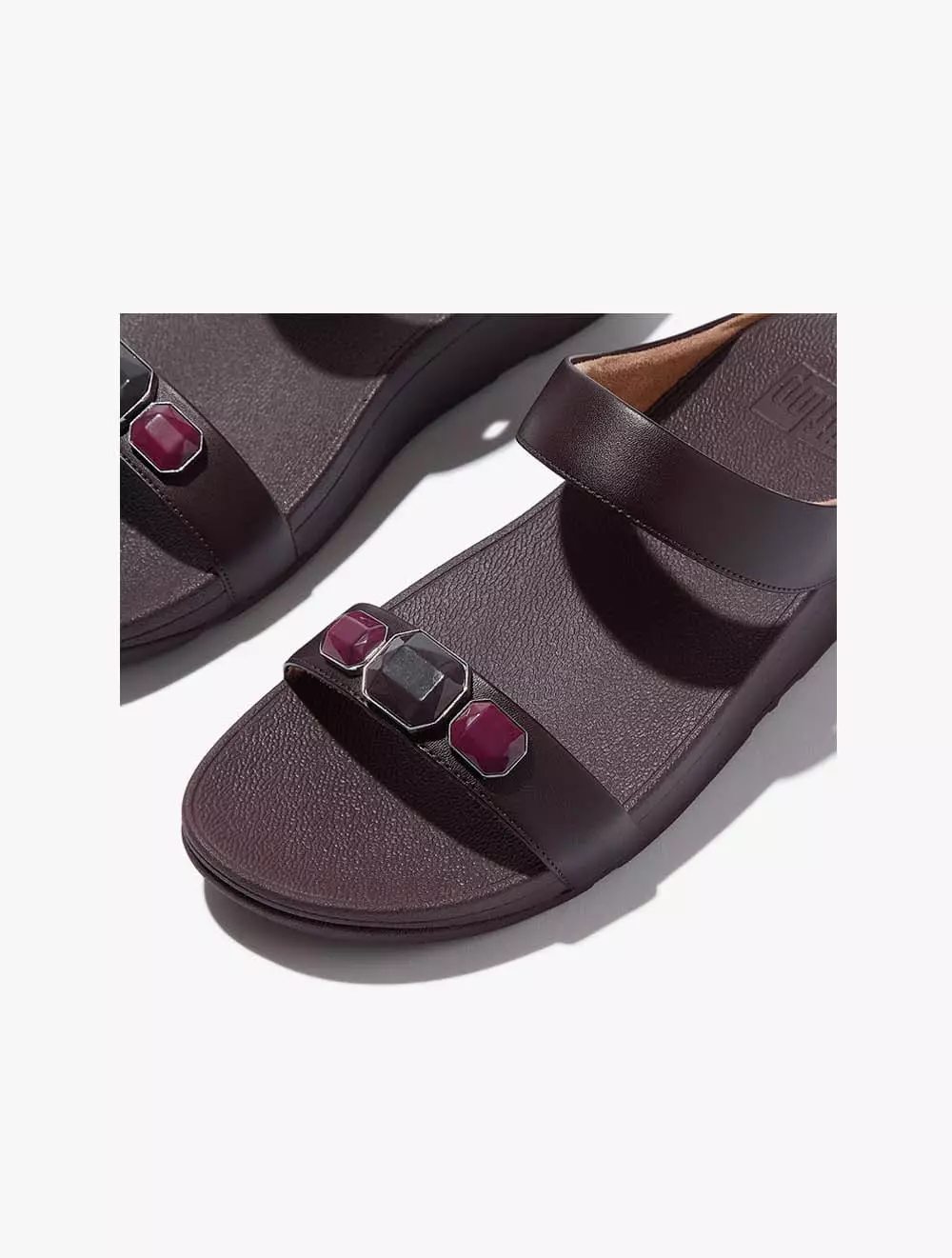 Fitflop Fino Multi-Stone Leather Slides - Plumberry