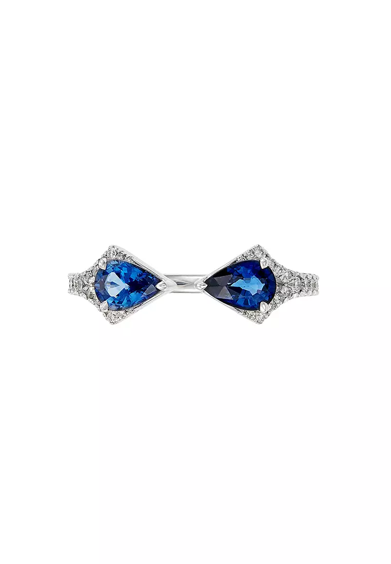 HABIB Pear Blue Sapphire and Diamond Ring in 750/18K White Gold LE4989941024-BS