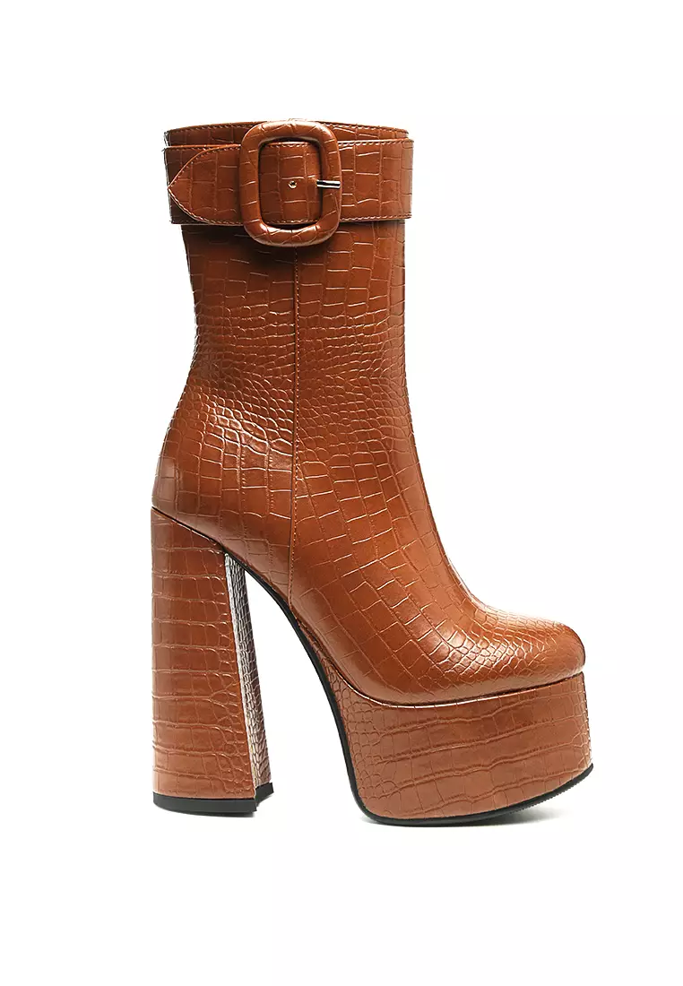 Tan online chunky boots