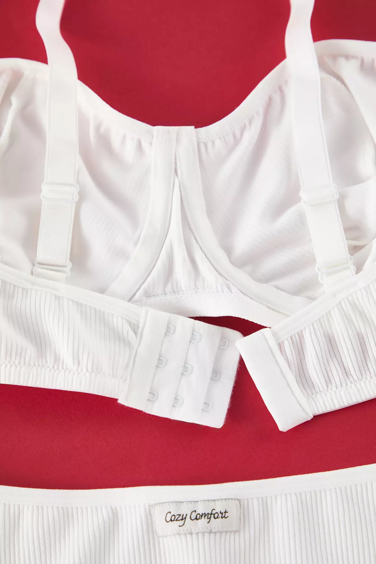 White Slogan Embroidery Detail Knitting Camisole Plus Size Lingerie Set