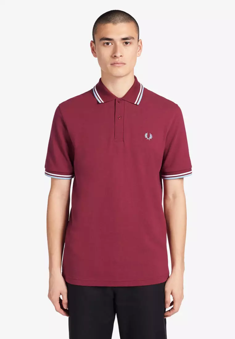 Fred Perry M12 Twin Tipped Fred Perry Shirt (Maroon Red)
