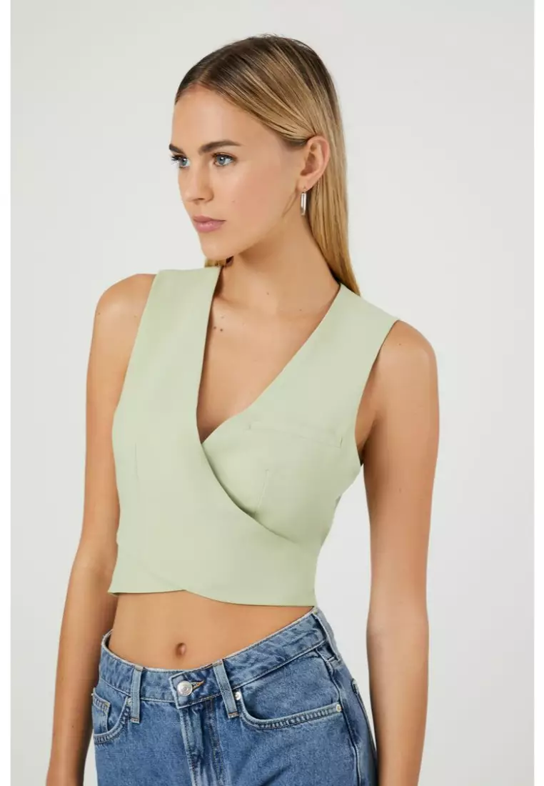 Cropped denim vest forever store 21