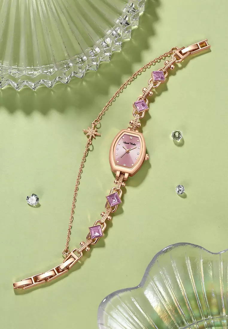 Jam Tangan Wanita Original Korea Gelang Fashion Original Jam Tangan Cewek Anti Air rosepink