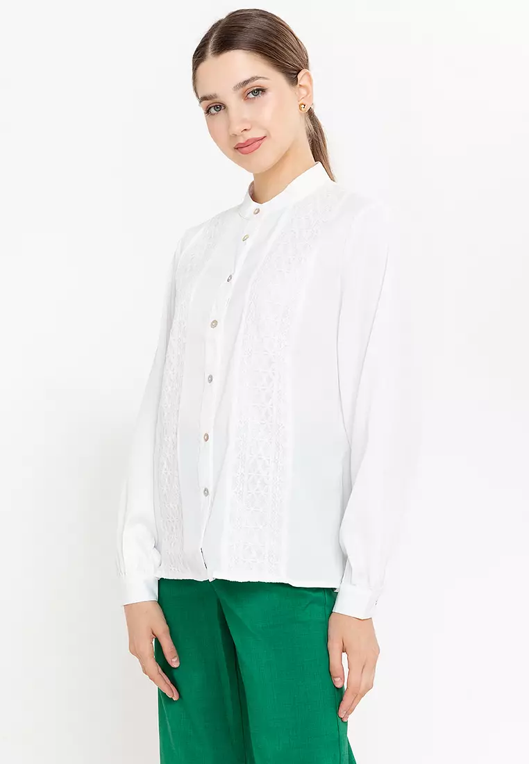 Cridal Embroidery Paneled Filipiniana Shirt
