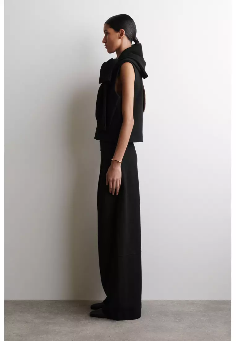 BOILED-WOOL BARREL-LEG TROUSERS