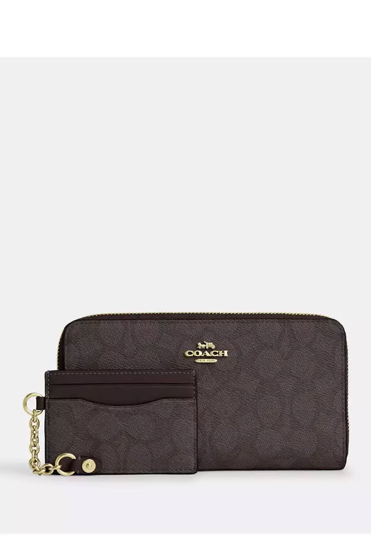Buy COACH Long Zip Around Wallet With Detachable Card Case In Signature ...