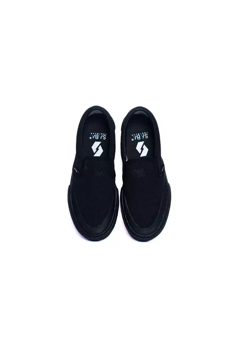 SABA Slip On Uplocgs All Black- Sepatu Sneakers Casual Pria Wanita