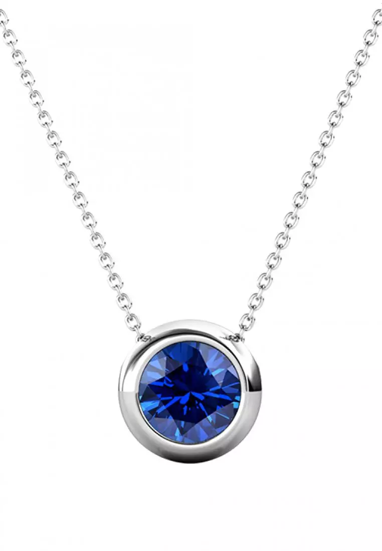 Birth Stone Moon Pendant September Sapphire - Kalung Crystal Swarovski by Her Jewellery