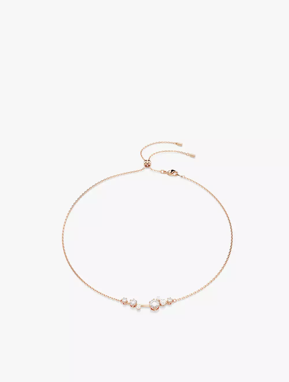 Constella Necklace, Crystal Pearl, Round Cuts, White, Rose Gold-Tone Plated - White