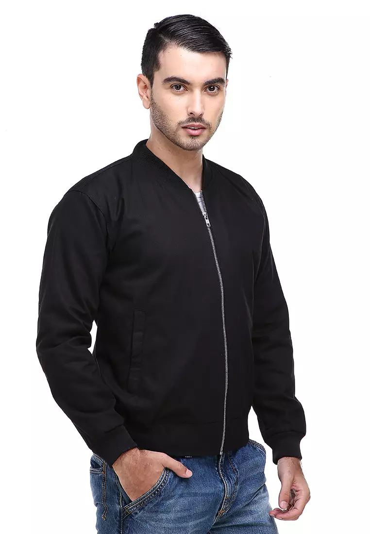 Jems Jaket Bomber Pria & Wanita Deluxe Jacket Material Canvas Baby Premium ORIGINAL - Black