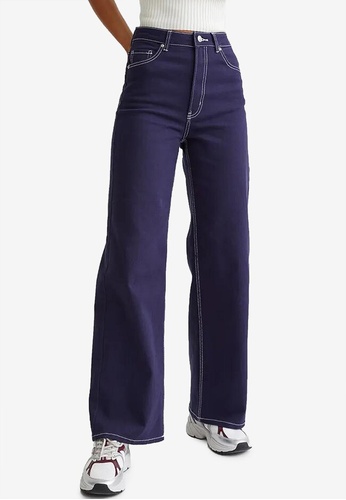 H&M blue Wide Twill Trousers 62151AADB02295GS_1