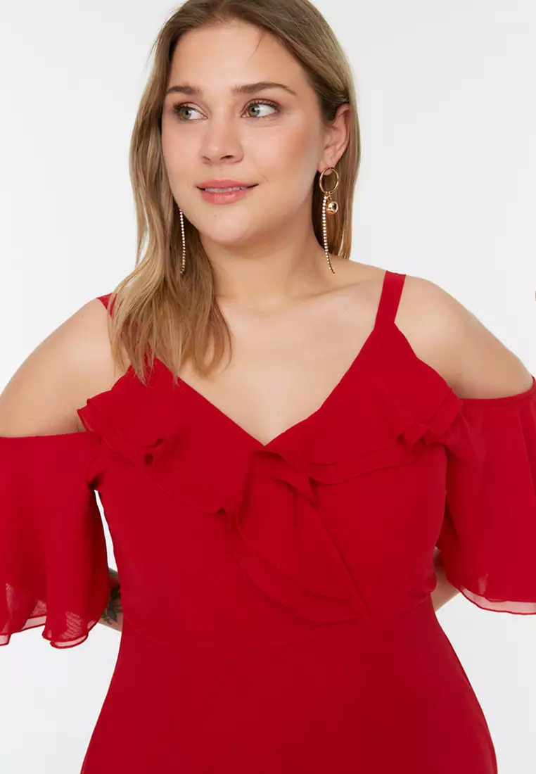 Plus Size Cold Shoulder Maxi Dress