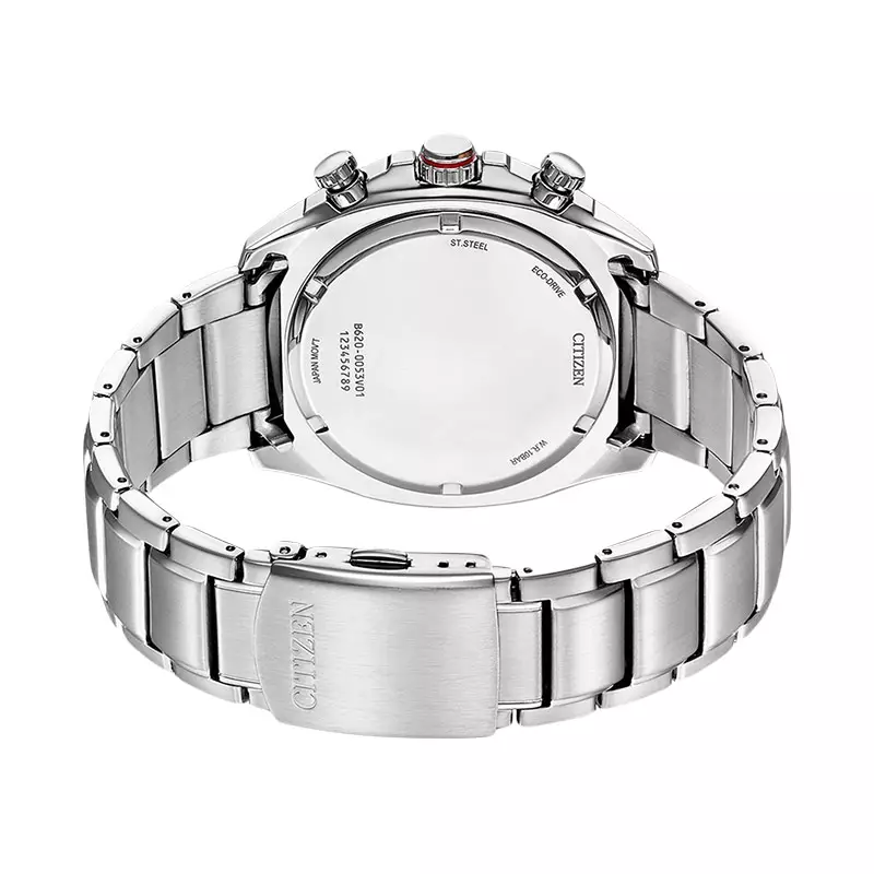 Jam Tangan Pria Citizen Eco Drive CA4561-89E Men Chronograph Black Dial Stainless Steel Strap