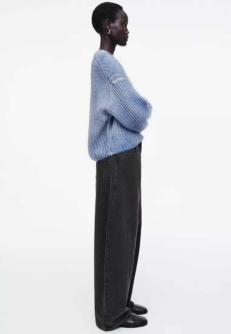 Spray-Effect Mohair V-Neck Jumper