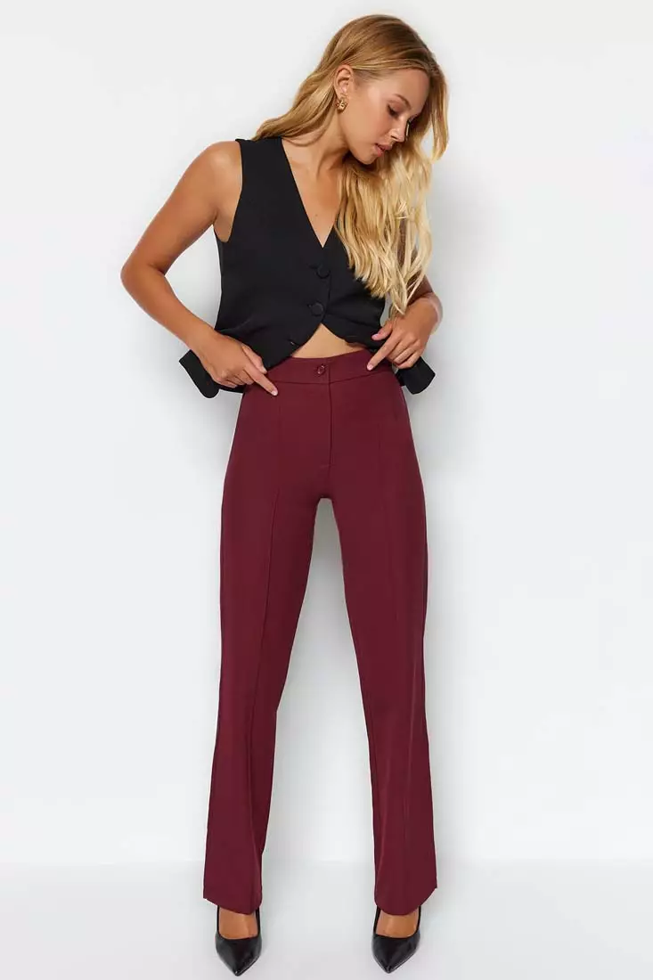 High Waist Straight Cut Trousers
