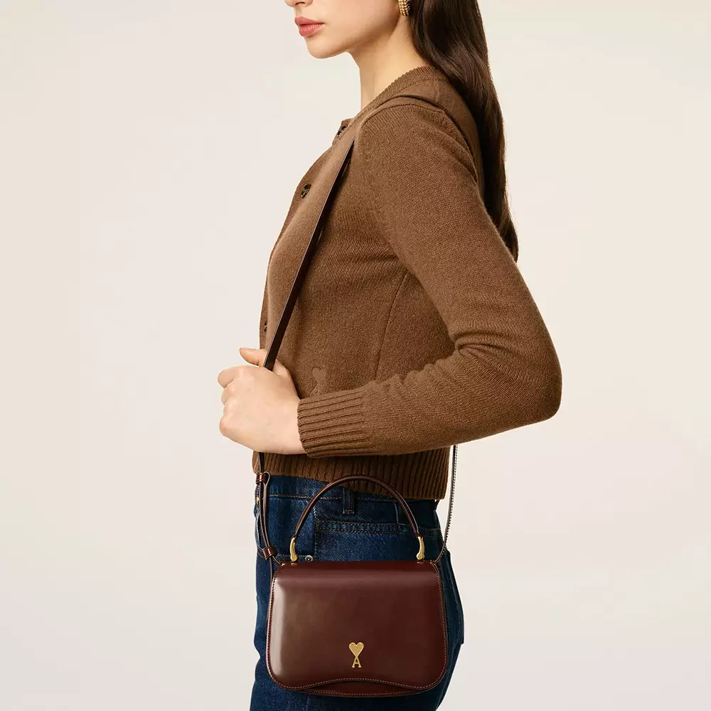 Glazed Leather Top Handle Paris Paris Bag Cherry