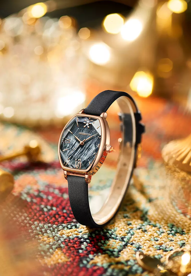 Jam Tangan Wanita Anti Air Jam Wanita Original Kulit Kuarsa Mode Anggun Jam Tangan Cewek BlackBlue