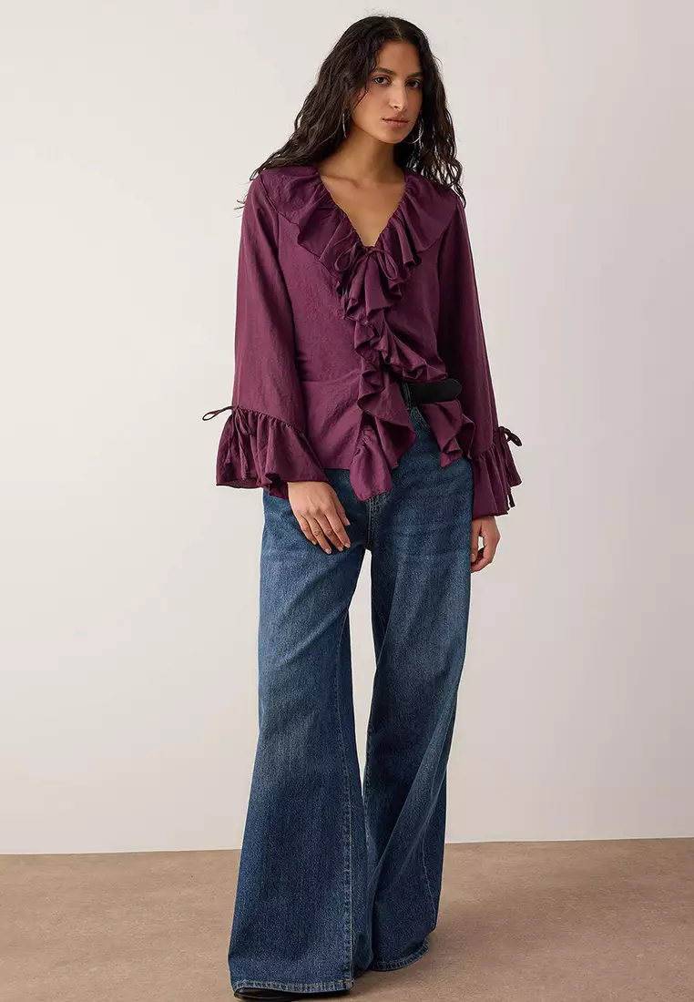Ruffle Detailed Woven Blouse