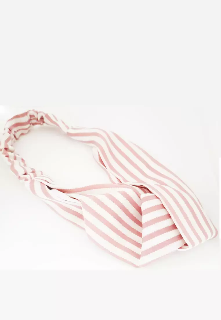 Twisted Headband Curvey Stripes Dusty Pink