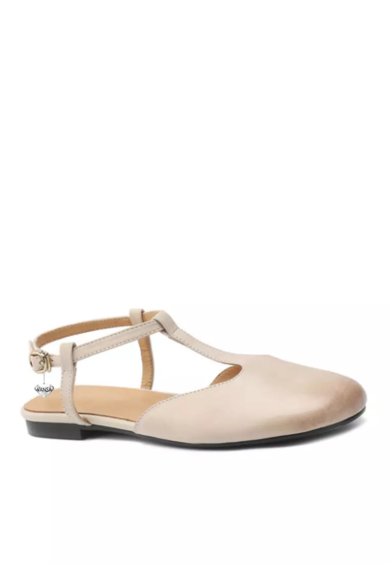 Discount on Twenty Eight Shoes  shoes - SKU: VANSA Top Layer Cowhide T-shaped Buckle Flat Shoes VSW-F-0842
