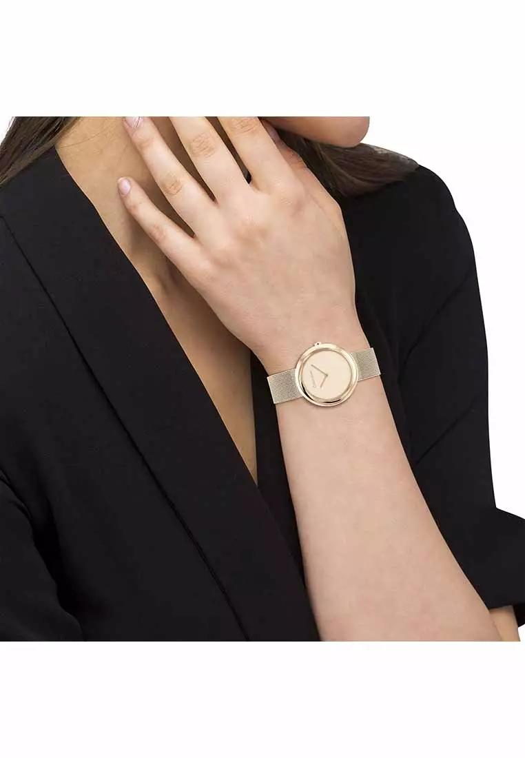 Twisted Bezel Women's Watch Ionic Plated Carnation Gold Steel Strap - Gold Dial 25200013