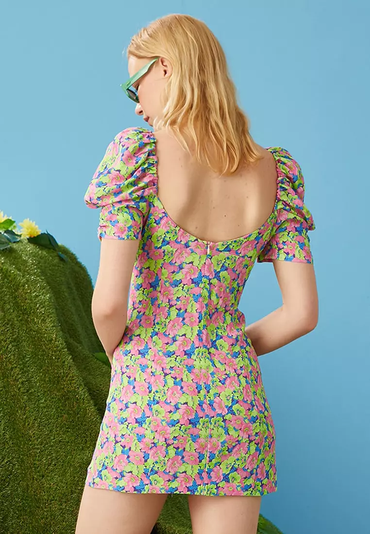Tie Floral Mini Dress