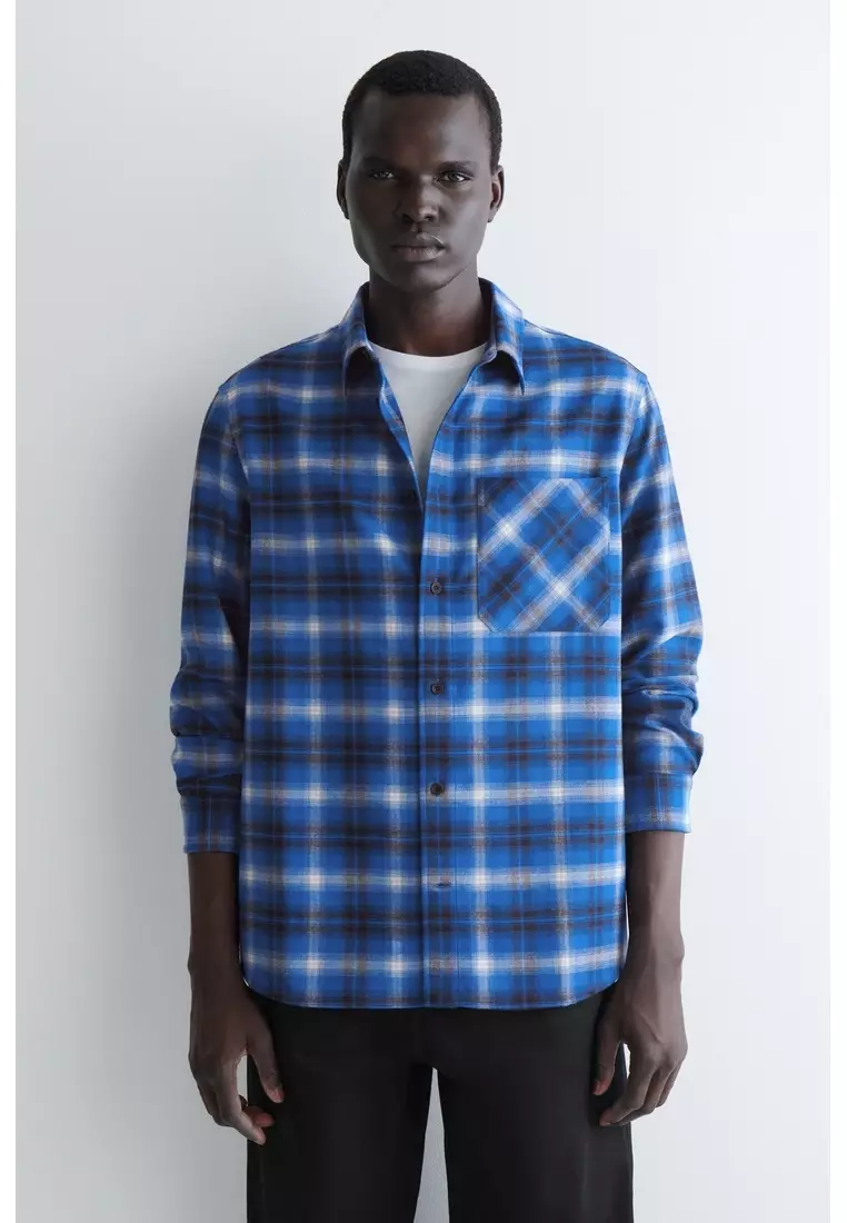 RELAXED CHECKED WOOL-BLEND SHIRT