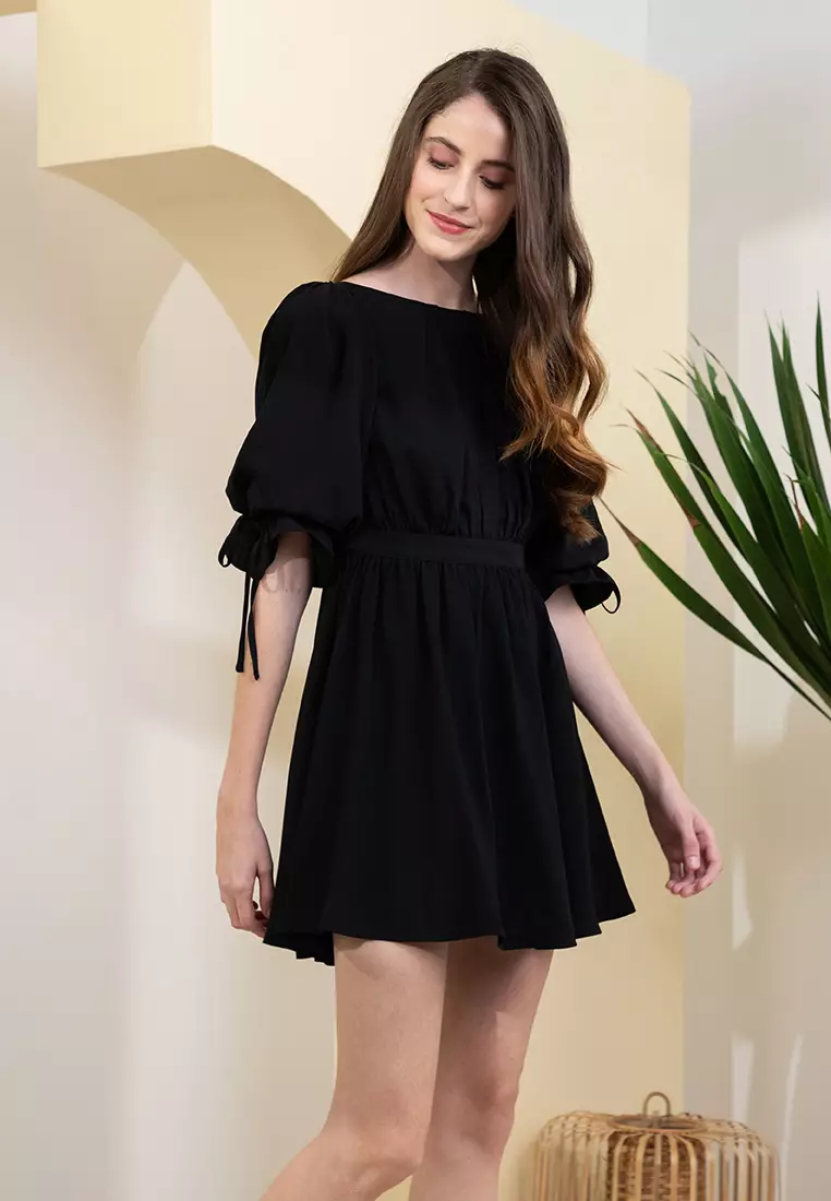 Buy Zalora Studios Cutout Back Balloon Sleeve Mini Dress Online